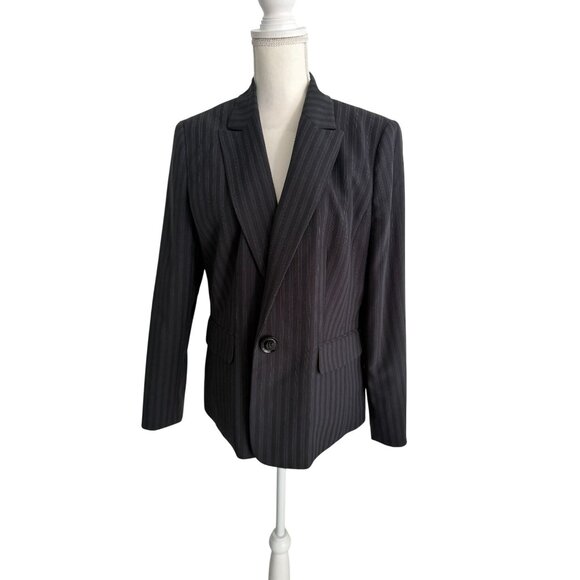 LE SUIT Black Gray Pinstriped Blazer Jacket Size US 14 - Picture 7 of 11